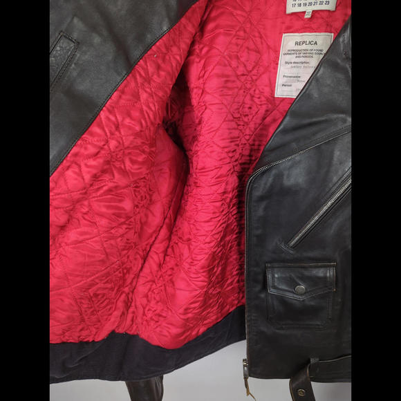 [SOLD] MAISON MARGIELA Men's Sz IT54 US 42 L Black Leather Perfecto Jacket Italy - Picture 10 of 12